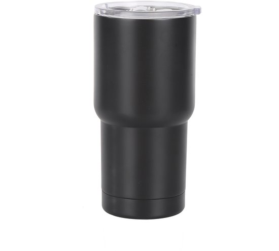 Travel Mug 600 ml - Geïsoleerde Koffiebeker To Go met Dubbelwand en Lekvrij Deksel - Herbruikbare Zwarte Reisbeker voor Warme en Koude Dranken - Voor Onderweg Kantoor en Sport