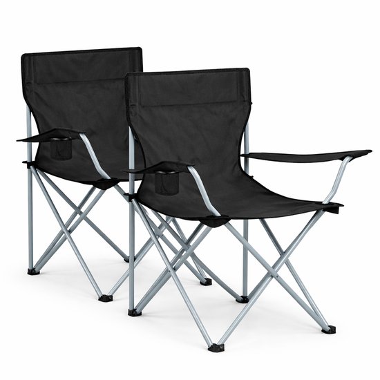Travelhawk Campingstoel - Opvouwbaar - 2-Pack - 120KG Draagvermogen - Incl. Draagtas - Klapstoel - Visstoel - Kampeerstoel - Vouwstoel - Zwart