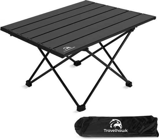 Travelhawk Campingtafel Inklapbaar - Campingtafel Opvouwbaar - Inklapbare Tafel - Kampeertafel - Vouwtafel - Camping Tafel - campingtafel Lichtgewicht - Picknicktafel Kinderen - Zwart - 68x40x40cm - Large van Travelhawk