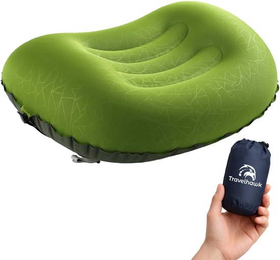 Travelhawk Reiskussen - Kampeer Kussen Opblaasbaar - Lichtgewicht En Snel Opblaasbaar - Groen van Merkloos