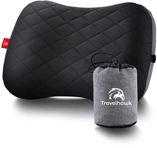 Travelhawk Reiskussen - Kampeer Kussen Opblaasbaar - Lichtgewicht En Snel Opblaasbaar - Zwart van Merkloos