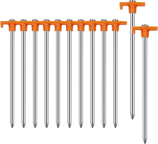 Travelhawk Tentharingen - Gegalvaniseerd Staal - Grondhaken - Tent Haring - Tent Spijker - 12 Stuks - Oranje van Merkloos