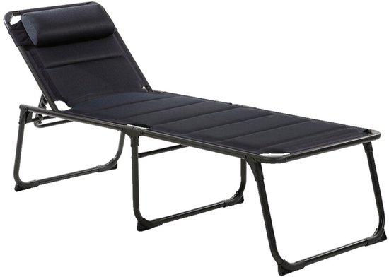 Travelife Barletta Ligbed Blauw - Rugleuning in 6 standen verstelbaar - Stevig en lichtgewicht aluminium frame - Draagvermogen 120 kg van Merkloos
