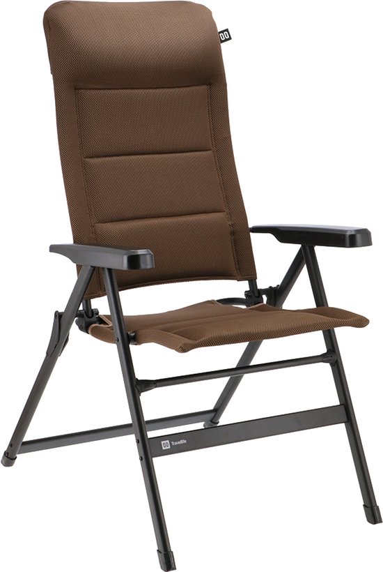 Travellife Barletta Standenstoel Comfort L Bruin - In 7 standen verstelbaar - Ventilerende en sneldrogende 2D mesh bekleding - Water- en uv-bestendig van Travellife