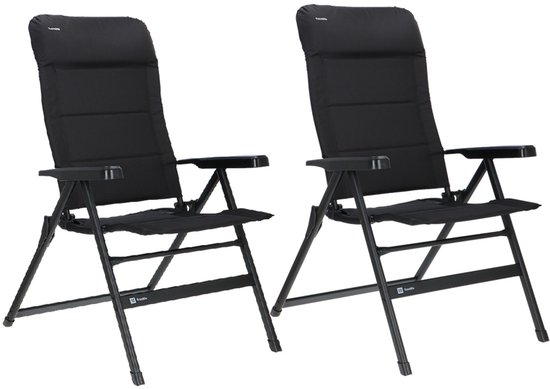 Travellife Festo Campingstoel L Grafiet Zwart - 2 stuks - In 7 standen verstelbaar - Compact opvouwbaar - Geïntegreerd Hoofdkussen van Merkloos
