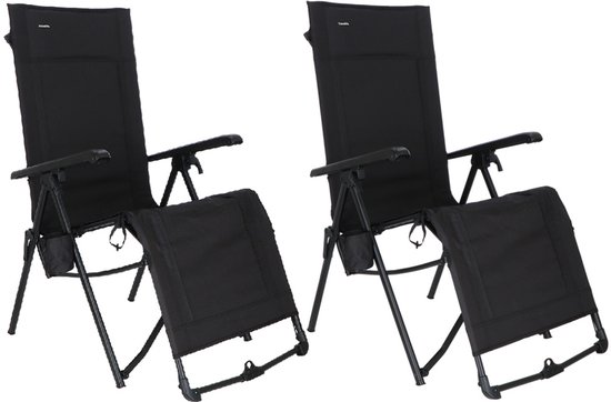 Travellife Festo set van 2 Relaxstoelen - Graphite Black - 110 kg draagvermogen - Inclusief bekerhouder en draagtas