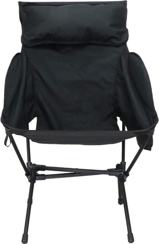 Travellife Finn Campingstoel Relax Lichtgewicht Zwart - Compact opvouwbaar - Comfortabel hoofdkussen - Inclusief draagtas