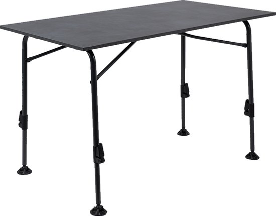 Travellife Mirano Campingtafel exteriolit dark grey 120 - Extra stevig exteriolit tafelblad - Zeer stabiel lichtgewicht stalen frame - Voorzien van stabilisatievoeten
