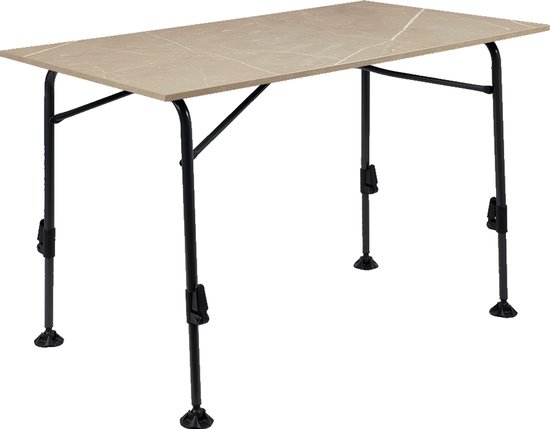 Travellife Mirano Campingtafel exteriolit taupe marble 120 - Extra stevig exteriolit tafelblad - Zeer stabiel lichtgewicht stalen frame - Voorzien van stabilisatievoeten