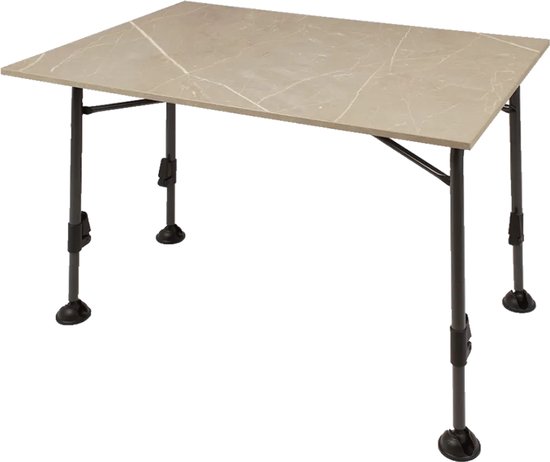 Travellife Mirano Campingtafel Exteriolit taupe marble 80 - Extra stevig exteriolit tafelblad - Zeer stabiel lichtgewicht stalen frame - Voorzien van stabilisatievoeten