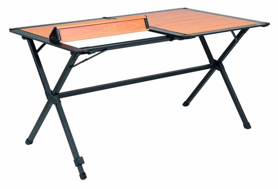 Travellife Nadar Campingtafel 110 x 70 cm - Roll-up tafelblad met houtlook - Lichtgewicht - Inclusief draagtas van Merkloos