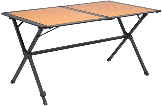 Travellife Nadar Campingtafel 140 x 81 cm - Roll-up tafelblad met houtlook - Lichtgewicht aluminium frame - Inclusief draagtas van Merkloos