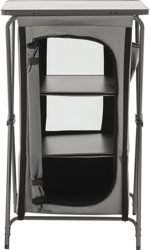 Travellife Toledo opbergkast opvouwbaar laag dark grey van T