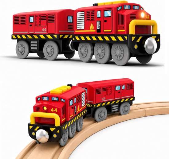 Trein voor kinderen, elektrische lok, houten trein, speelgoed, locomotief trein met licht en geluid, magnetische treinset compatibel met Brio, Thomas, speelgoedauto voor jongens en peuters