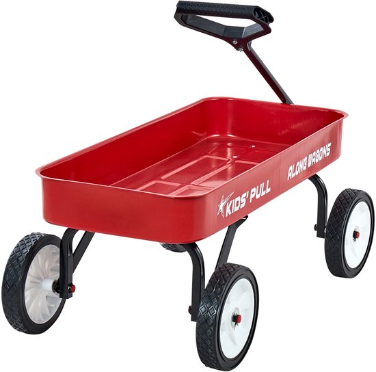 Trekkar voor kinderen, 101 cm kinderwagen, draagvermogen tot 80 kg, duurzame terreinwagen met verstelbare handgreep, ideaal voor tuinieren, stranduitstapjes, kamperen en meer, rood van Merkloos