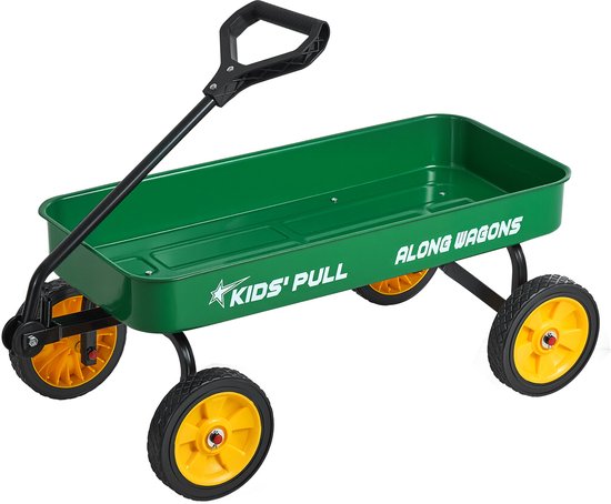 Trekkar voor kinderen, 101 cm peuterwagen, draagvermogen tot 80 kg, terreinwagen met handvat, ideaal voor tuinieren, stranduitstapjes, kamperen en verjaardagscadeaus, groen van Merkloos