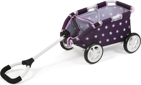Trekwagen Skipper kleine bolderkar - teddy's en poppen - paars - 46 x 30 x 29 cm Bolderkar