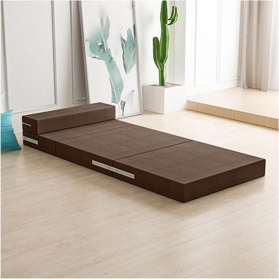 Tri-Fold traagschuim matras 2/3/4 inch draagbare opvouwbare matras met wasbare hoes voor gasten camping yoga roadtrips - koffiekleur 60 x 200 x 8 cm/24 x 79 x 3 inch