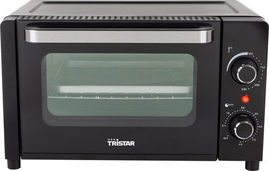 Tristar Camping Oven OV-3615 - Oven 10 Liter - 800 watt - Vrijstaande kleine oven met accessoires - Regelbare thermostaat: 100⁰ tot 230⁰ - Geschikt voor camping - Inclusief bakplaat, grillrooster en handvat - Zwart van Tristar