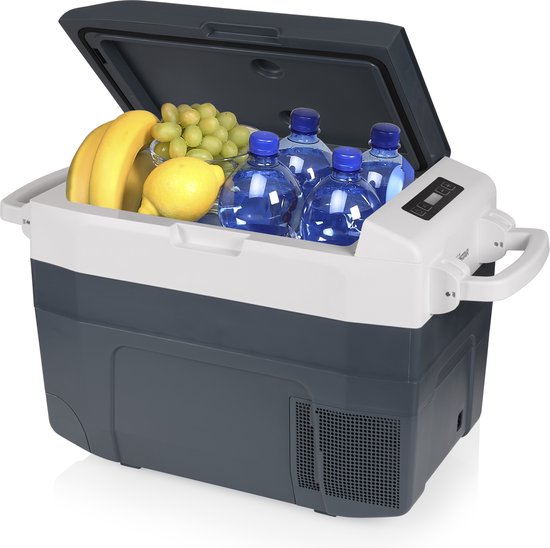 Tristar Koelbox KB-7740 XXL - Koelt en Vriest - Geschikt voor thuis en onderweg: 12V & 230V - Luxe DC Compressor Koelbox met Display - Koelvermogen tot -18°C - Incl. verlichting en safety lock - 40 liter - Grijs Blauw van Tristar