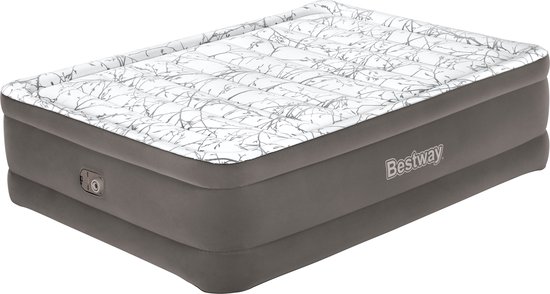 Tritech Fashion Flock Queen Luchtmatras met Ingebouwde AC Pomp en Antimicrobiële Coating 2,03 m x 1,52 m x 56 cm van Merkloos