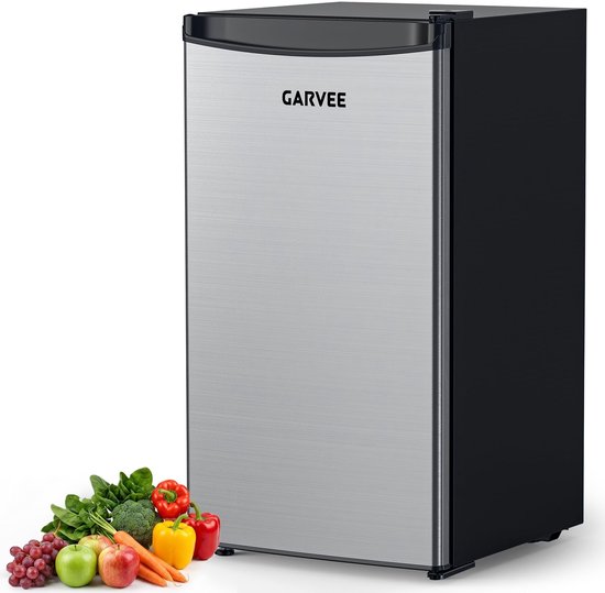Triumpunpre Mini Koelkast 45L met RVS Deur - Drankenkoeler Stil 41dB - Energie Label E - 5 Standen Thermostaat van 0°C naar 18°C - Deur Links of Rechts Draaibaar - Stelbare Poortjes - Vrijstaande Minibar voor Thuis of Werk