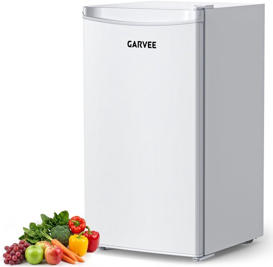 Triumpunpre Mini Koelkast 90L Wit - Grote Drankkoelkast met Vriesvak - Stille Minibar 41dB - Energieklasse E - 5 Temperatuurstanden 0-18°C - Omkeerbare Deur - Verstelbare Voet - Compacte Vrijstaande Koelkast voor Kantoor en Slaapkamer