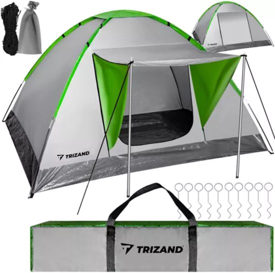 Trizand 4-Persoons Toeristentent "MONTANA" met Waterdichte Bescherming en Dakje van Merkloos