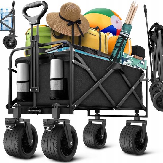 TROLL-2 XL Travel Stroller – Opvouwbare Bolderkar 100kg – Zwart van Merkloos