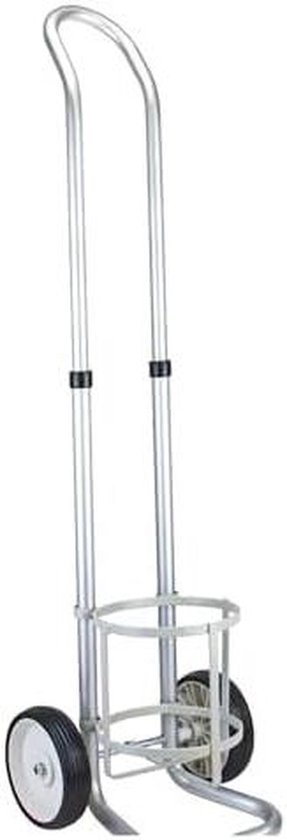 Trolley Zuurstofflessenhouder - Fleshouder Trolley - Veilig Transport - In hoogte verstelbaar - Max 20L Fles - Aluminiumkleur