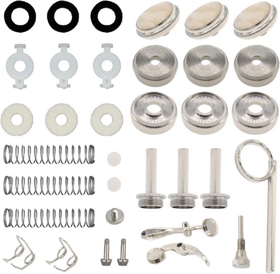 Trompet Reparatie Kit - Trompet Onderdelen - Trompet Onderhoud - Complete Set - 7.9 x 5.89 x 2.49 cm - Zilver van Merkloos