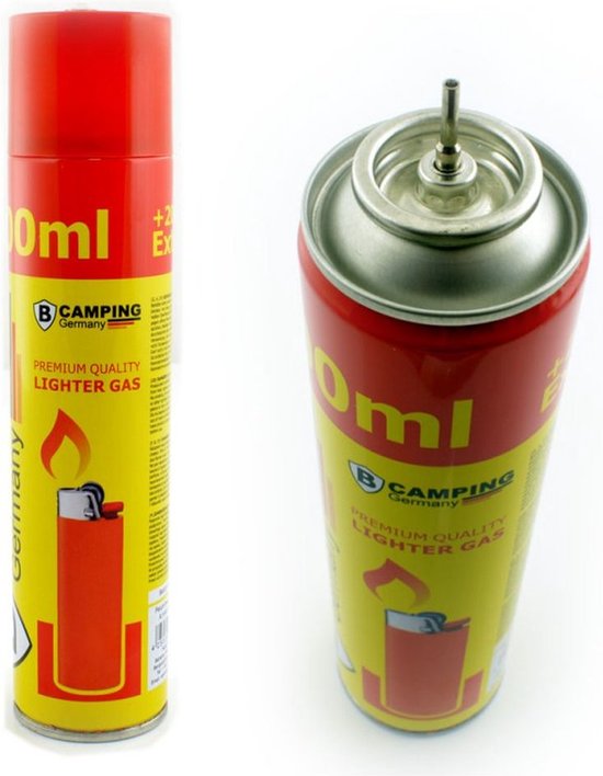 TronicXL 2x Aanstekergas om bij te vullen, butaangas voor vlambeerbranders, stormaanstekers, staafaansteker, jetvlam, aansteker, gasnavulling, cartridges met adapter, navulfles 300ml van TronicXL