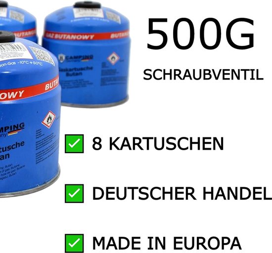 TronicXL 8x Gaspatroon met schroefventiel, butaangas, soldeerlamp, soldeerbrander, gasbrander, bunsenbrander, brander, soldeermeester, campingkooktoestel, gaskoker, kooktoestel, campinglampen cartouche, camping-ventielpatroon, schroefventielpatroon van TronicXL