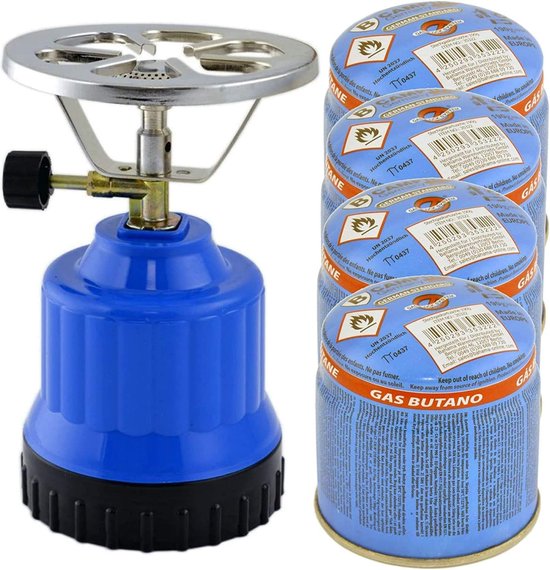 TronicXL Eco Gaskooktoestel, campingkooktoestel, gasfornuis, camping, butaangasbrander (1 kooktoestel + 4 x gas) van TronicXL