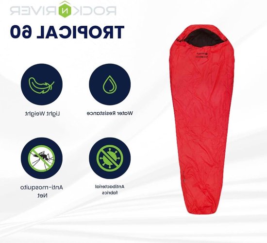Tropische Slaapzak - Lichtgewicht Slaapzak - Kamperen en Reizen - Compact en Lichtgewicht - Adult One Size - Rood