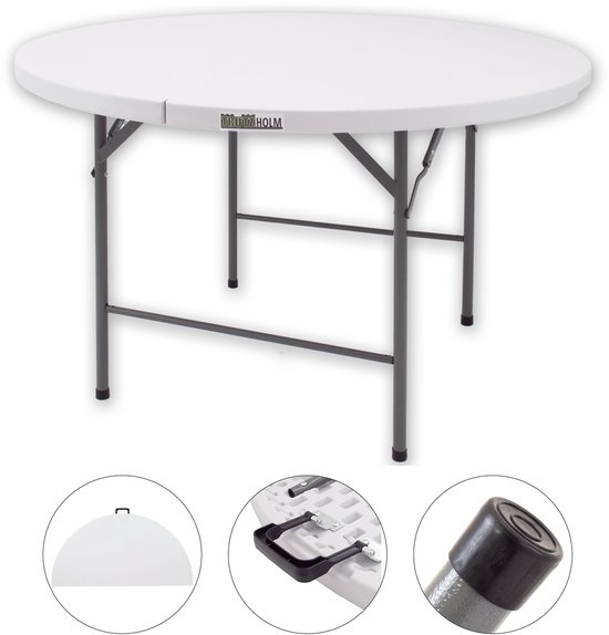 TRUTZHOLM - Ronde Vouwtafel - Ø 120 cm - Wit - Partytafel - Inklapbaar - Campingtafel - Voor 6 Personen van Merkloos