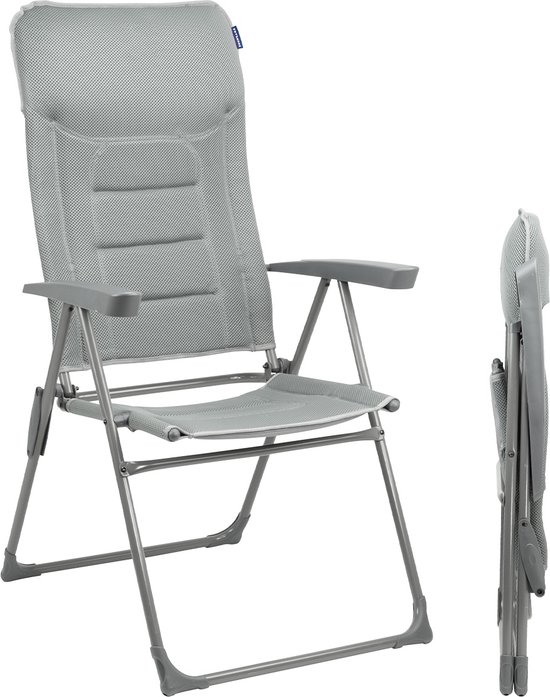 TRVLMORE Campingstoel - 7 standen - Comfortabele Kampeerstoel - 120 kg draagvermogen - Ligstand - Inklapbare stoel - Klapstoel - Grijs van T
