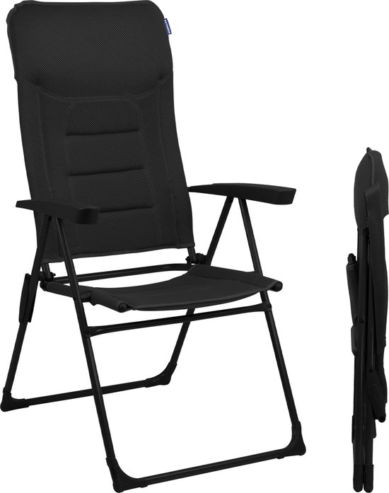 TRVLMORE Campingstoel - 7 standen - Comfortabele Kampeerstoel - 120 kg draagvermogen - Ligstand - Inklapbare stoel - Klapstoel - Zwart van TRVLMORE