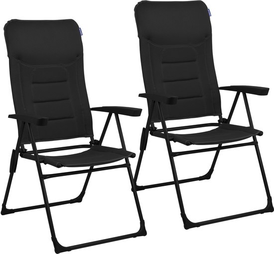 TRVLMORE Campingstoel - 7 standen - Duo Pack - 120 kg draagvermogen - Ligstand - Inklapbare stoel - Klapstoel - Zwart van TRVLMORE