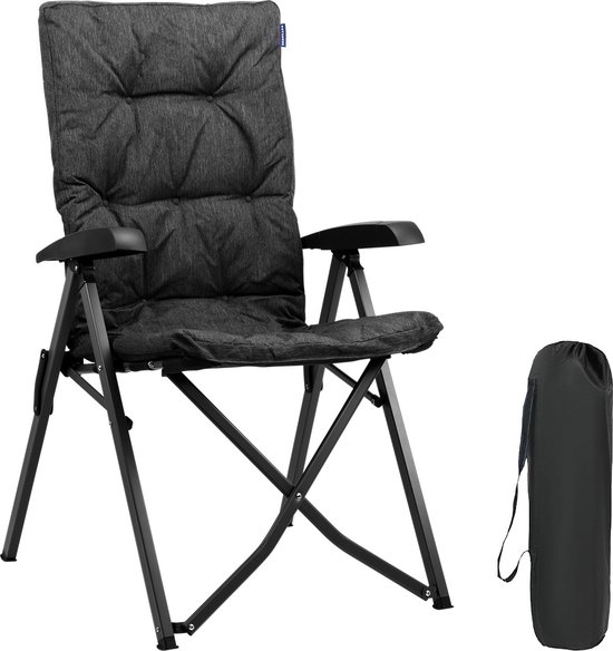 TRVLMORE Campingstoel - Inclusief Draagtas - Comfortabele Vouwstoel - 150 kg draagvermogen - Kampeerstoel - Opbergvak - Klapstoel - Zwart van TRVLMORE