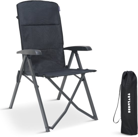 TRVLMORE Campingstoel Luxe - Opvouwbaar - 150KG Draagvermogen - Incl. Draagtas - Klapstoel - Kampeerstoel - Vouwstoel - Grijs van Merkloos