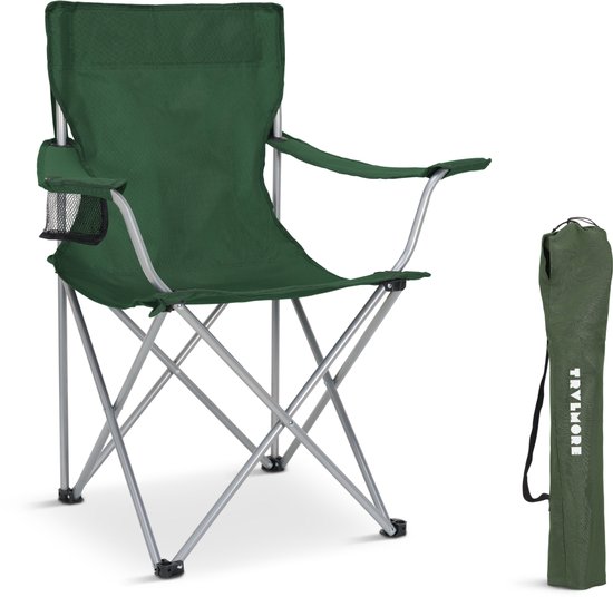 TRVLMORE Campingstoel - Opvouwbaar - 120KG Draagvermogen - Incl. Draagtas - Klapstoel - Visstoel - Kampeerstoel - Vouwstoel - Groen