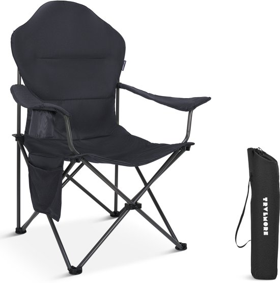 TRVLMORE Campingstoel - Opvouwbaar - 160KG Draagvermogen - Incl. Draagtas - Klapstoel - Visstoel - Kampeerstoel - Vouwstoel - Grijs van Merkloos