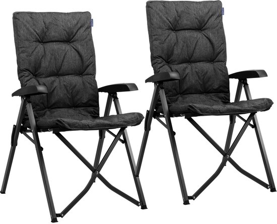 TRVLMORE Campingstoelen Luxe - Opvouwbaar - 2-Pack - 150KG Draagvermogen - Incl. Draagtas - Klapstoel - Kampeerstoel - Vouwstoel - Zwart van Merkloos