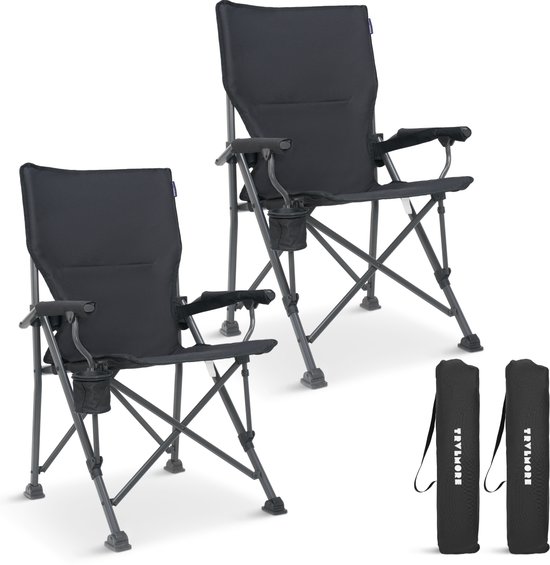 TRVLMORE Campingstoelen - Opvouwbaar - 120KG Draagvermogen - Incl. Draagtas - Klapstoel - Visstoel - Kampeerstoel - Vouwstoel - Grijs