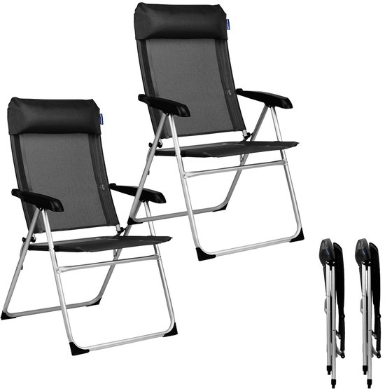 TRVLMORE Campingstoelen - Opvouwbaar - 2-Pack - 110KG Draagvermogen - Verstelbaar - Klapstoel - Visstoel - Kampeerstoel - Vouwstoel - Zwart van Merkloos