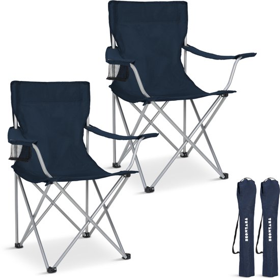 TRVLMORE Campingstoelen - Opvouwbaar - 2-Pack - 120KG Draagvermogen - Incl. Draagtas - Klapstoel - Visstoel - Kampeerstoel - Vouwstoel - Blauw