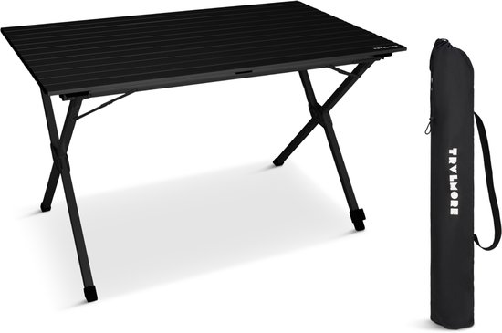 TRVLMORE Campingtafel - 120x70x70cm - Lichtgewicht met Aluminium Frame - Vouwtafel Verstelbaar - Kampeertafel - Klaptafel - Zwart van Merkloos