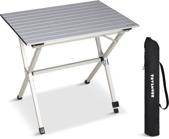 TRVLMORE Campingtafel - 80x58x71 cm - Lichtgewicht met Aluminium Frame - Vouwtafel Verstelbaar - Kampeertafel - Klaptafel - Zilver van Merkloos