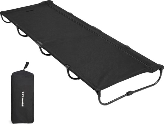 TRVLMORE Veldbed Opvouwbaar - 120KG Draagvermogen - Campingbed Incl. draagtas - Stretcher 1 Persoons - Stalen Frame - 193x66x15 cm - Grijs